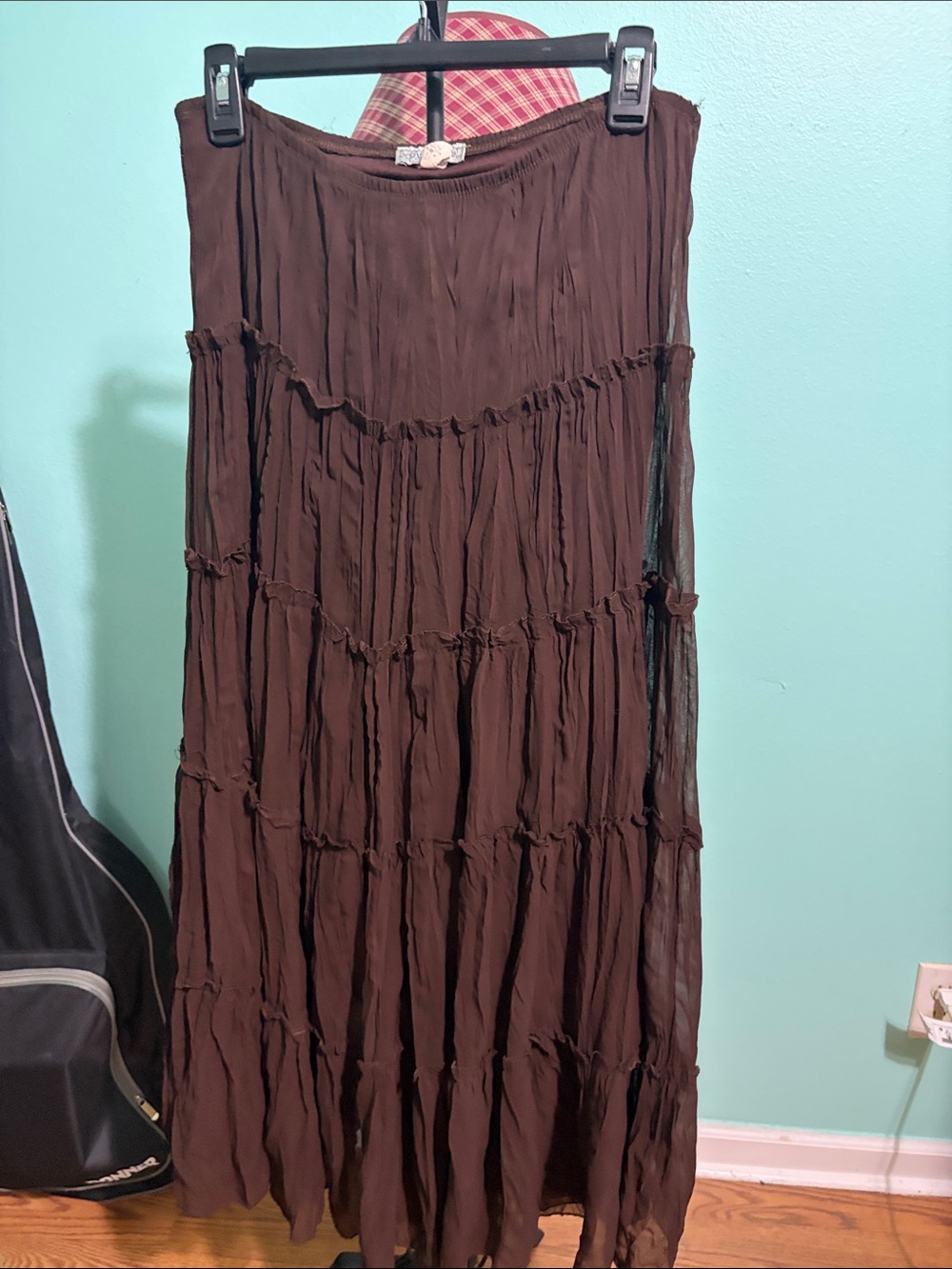 Body Central Dark Brown Tiered Maxi Skirt